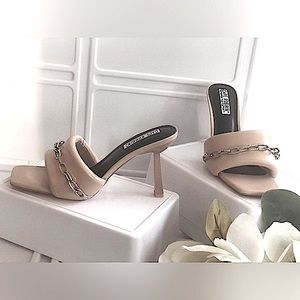 Brand New Cape Robbin-Faux Leather-Open Square Toe-High Heel Shoe